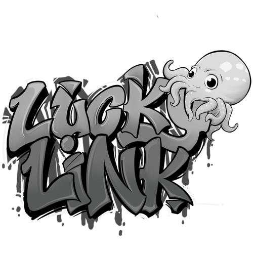 Lucky Link logo with an octopus sitting on the corner